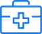 Blue first aid kit icon with a white medical cross in the center.