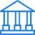 Blue icon of a classical building with columns, often symbolizing a bank, museum, or governmental institution.