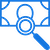 Blue icon of a magnifying glass over a document with a lock symbol, representing security or privacy examination.