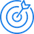 Blue target with concentric circles and an arrow hitting the center.