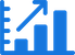 Blue bar chart with rising arrow indicating growth.