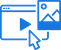 Illustration of a computer screen with an image icon and a play button, suggesting media or content creation.