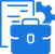 Blue icon showing a briefcase and a document, indicating business, finance, or office-related content.