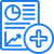 Blue icon of a document with charts and graphs, featuring an addition symbol within a circle in the lower right corner.