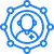 Blue gear icon with a person inside, symbolizing settings or a control panel feature related to user management.