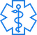Blue Star of Life symbol featuring a serpent entwined around a staff in the center.