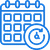 Blue calendar icon with a gear symbol in the bottom right corner, indicating settings or customization options.