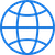 Blue globe icon with horizontal and vertical lines resembling a wired network structure.
