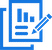 Icon showing a bar chart with a pencil drawing or editing the chart, representing data analysis or report creation.