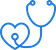 Blue icon of a stethoscope with the tubing shaped into a heart near the diaphragm end.
