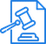 A blue icon of a gavel over a document, symbolizing legal or judicial matters.