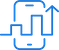 A blue icon of a smartphone with an upward trending graph displayed on the screen.