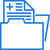 Icon of a blue folder with a document featuring a medical cross symbol emerging from it.