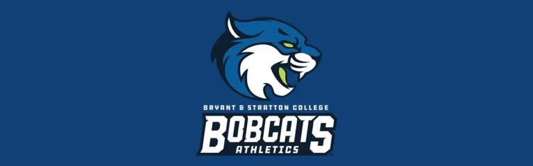 Logo of Bryant & Stratton College Bobcats Athletics featuring a fierce bobcat head on a blue background.