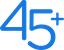 Blue "45+" text indicating an age group or demographic.