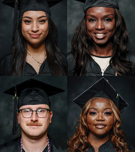 Grid of Four College Graduates in Cap and Gown