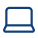 A simple blue outline icon of a laptop computer on a light background.
